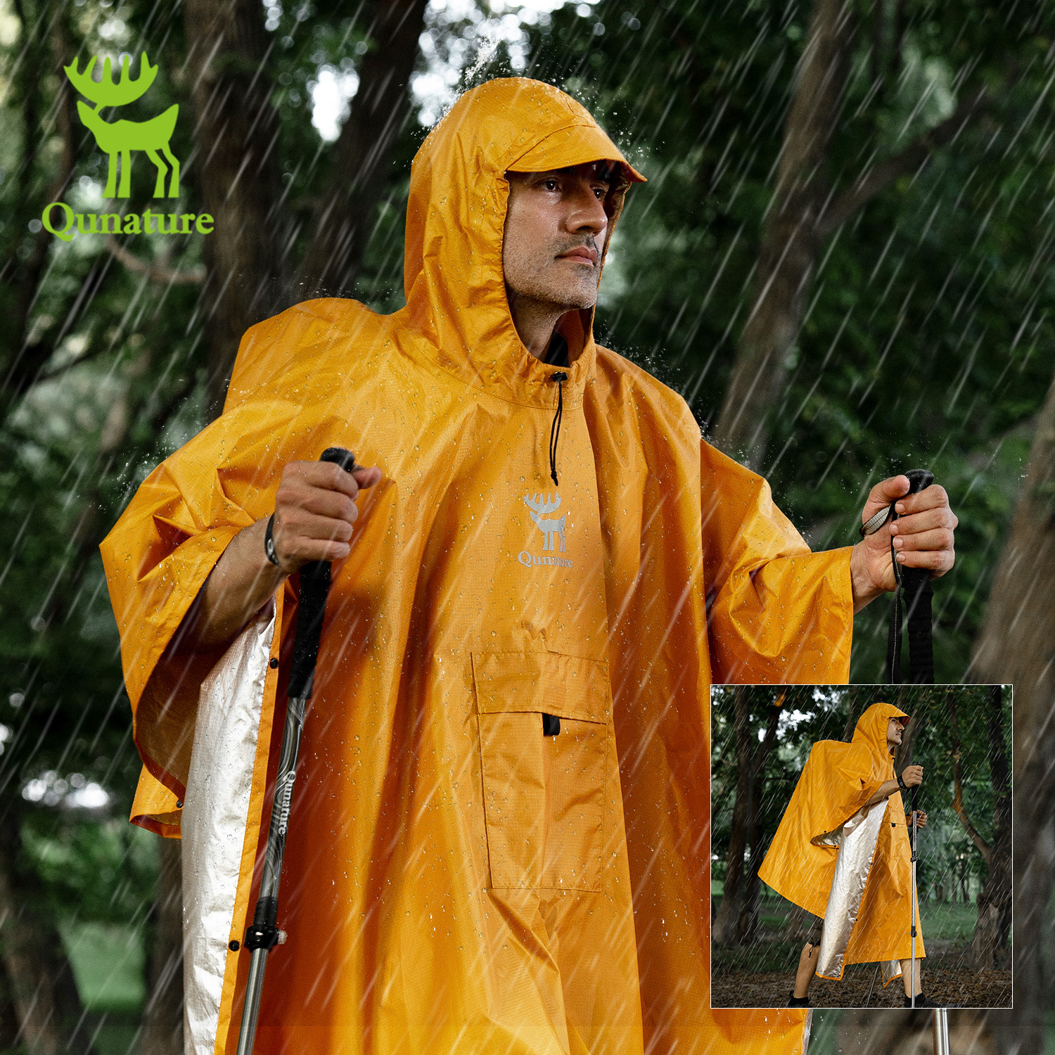 Camping Cooking Windbreak - Qunature Raincoat 100% Waterproof Long Rain
