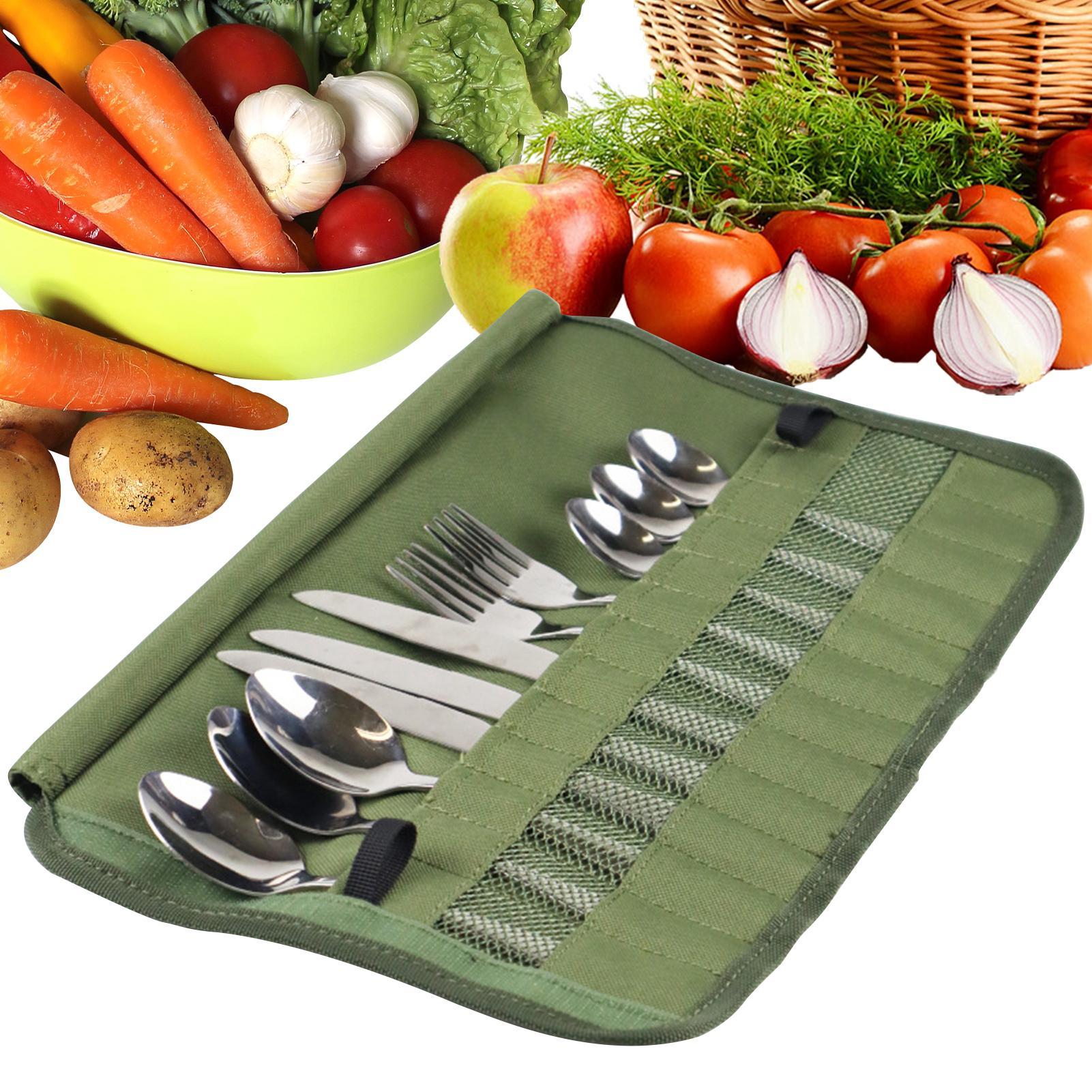 Camping Cooking And Dining Set - Camping Tableware Roll Bag Kitchen Cooking