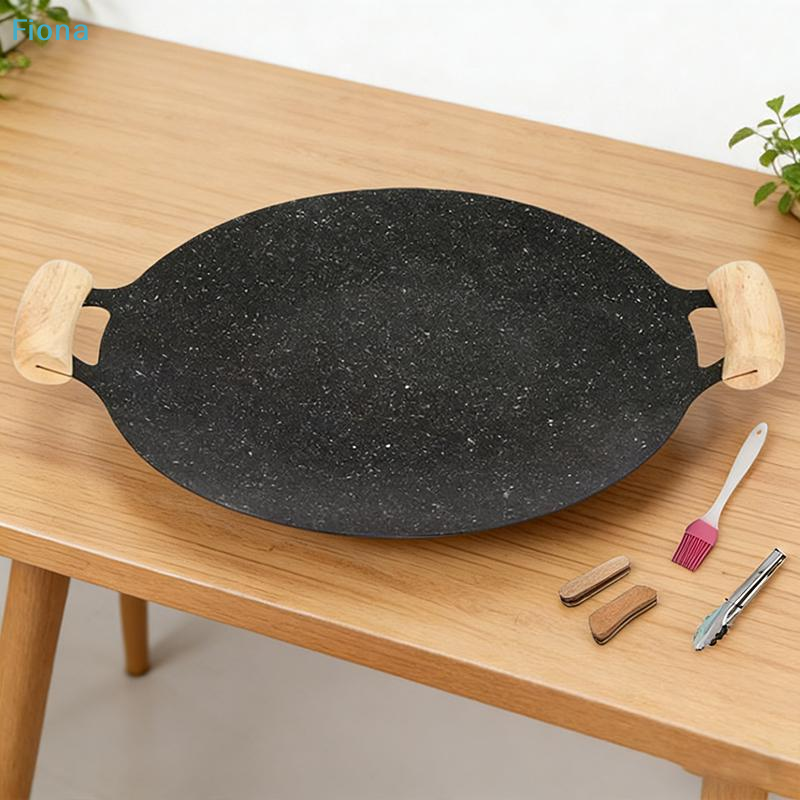 Camping Cooking Griddle - ✔Non-Stick BBQ Grill Pan with Wooden