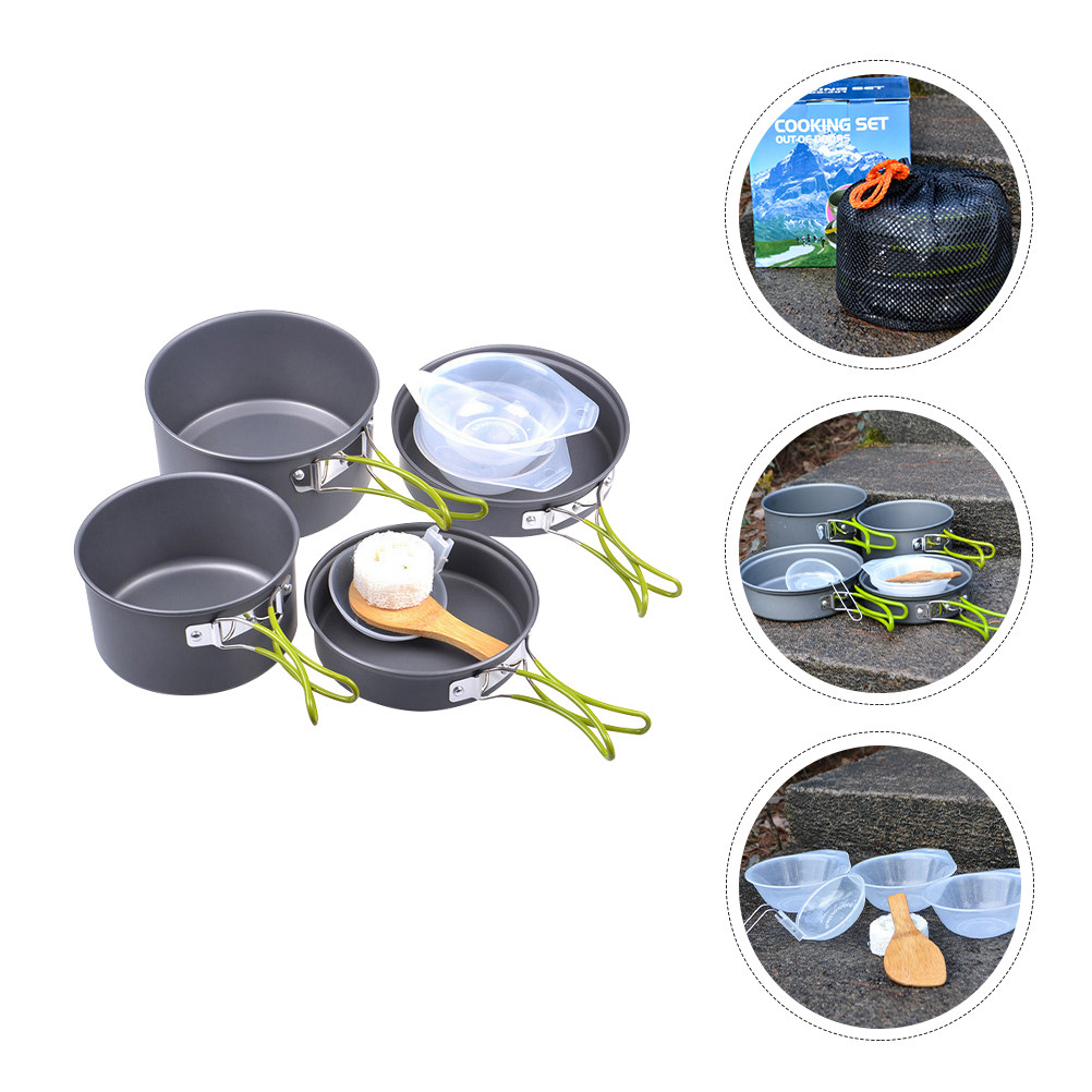 Camping Cooking Pots And Pans - 1Set Portable Camping Cookware Kit Alumina