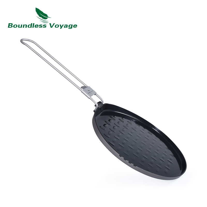 Camping Cooking Griddle - Boundless Voyage Titanium Nonstick Pan with
