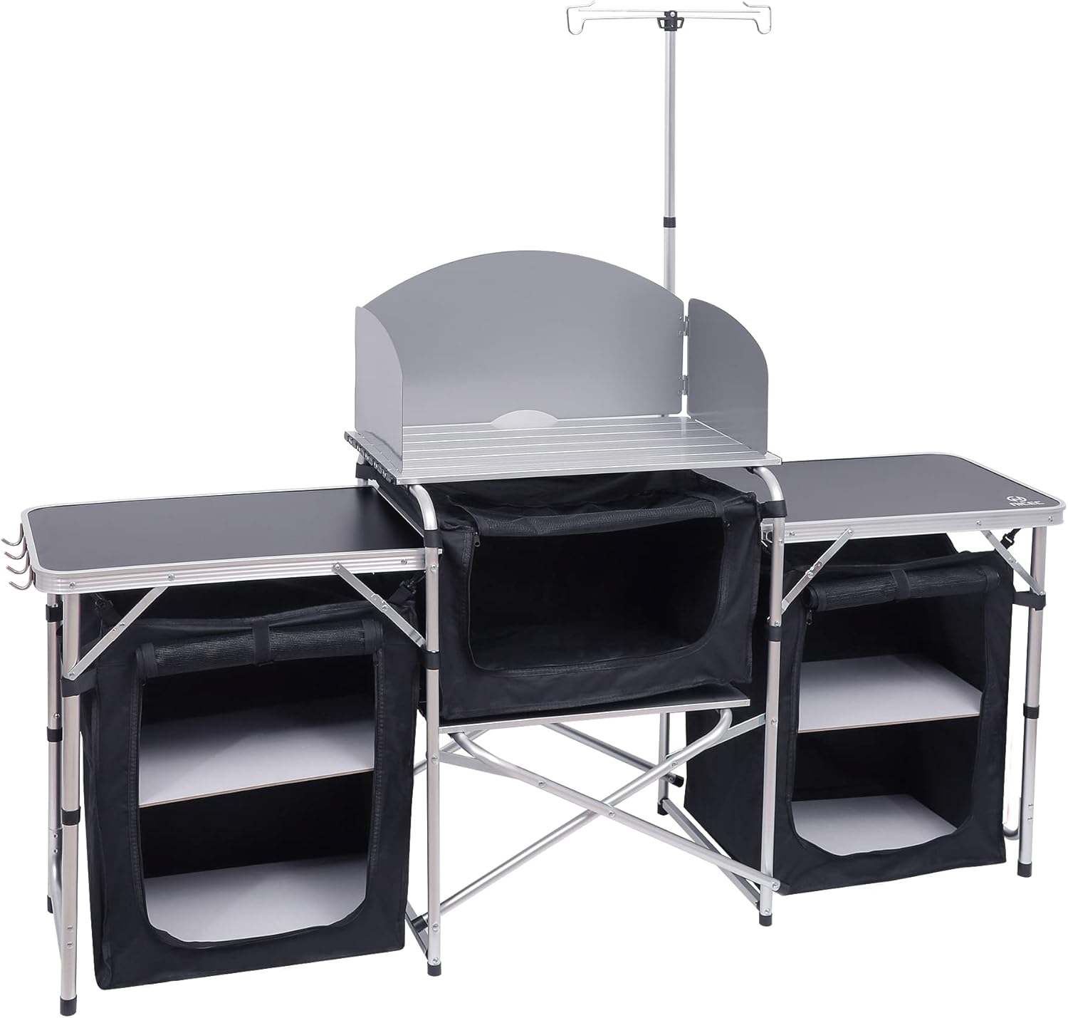 Camping Cooking Table With Windshield - Camping Kitchen Table, Folding Grill Table,