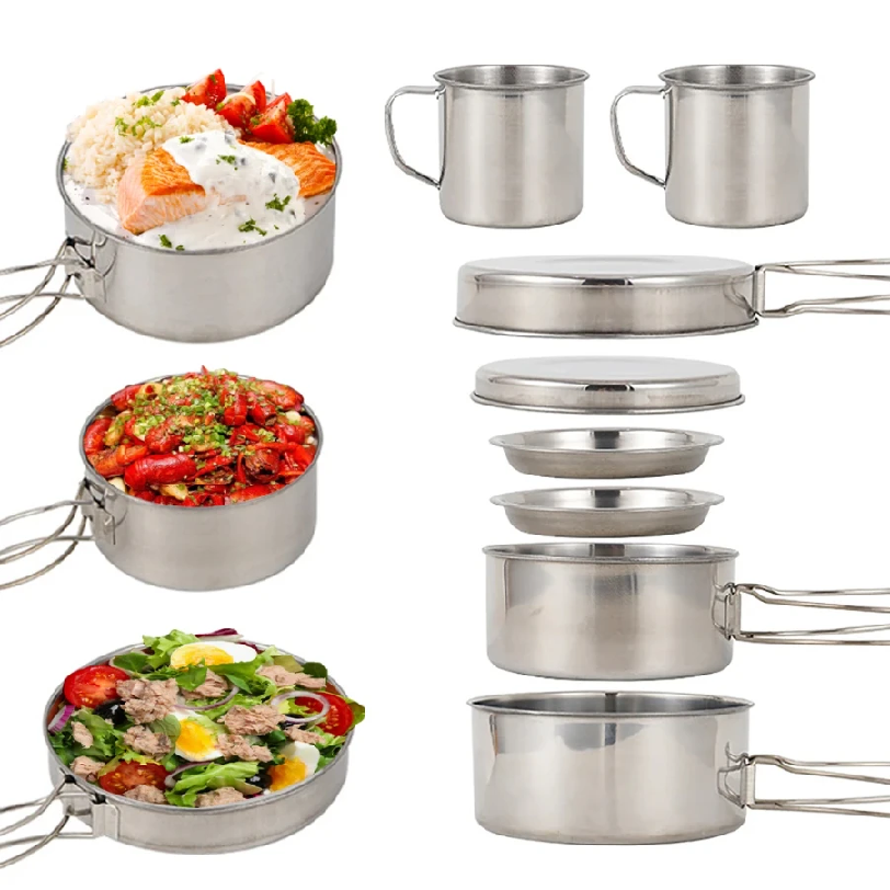 8pcs/Set Camping Cookware Mess - Camping Cooking Cylinder recension och pris