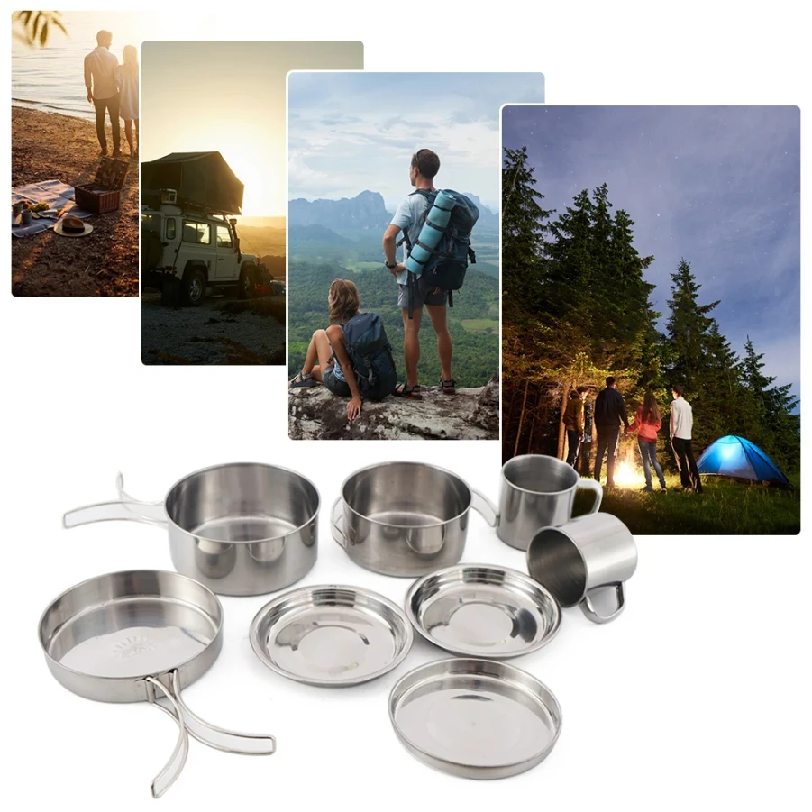 8pcs/Set Camping Cookware Mess - Camping Cooking Cylinder recension och pris
