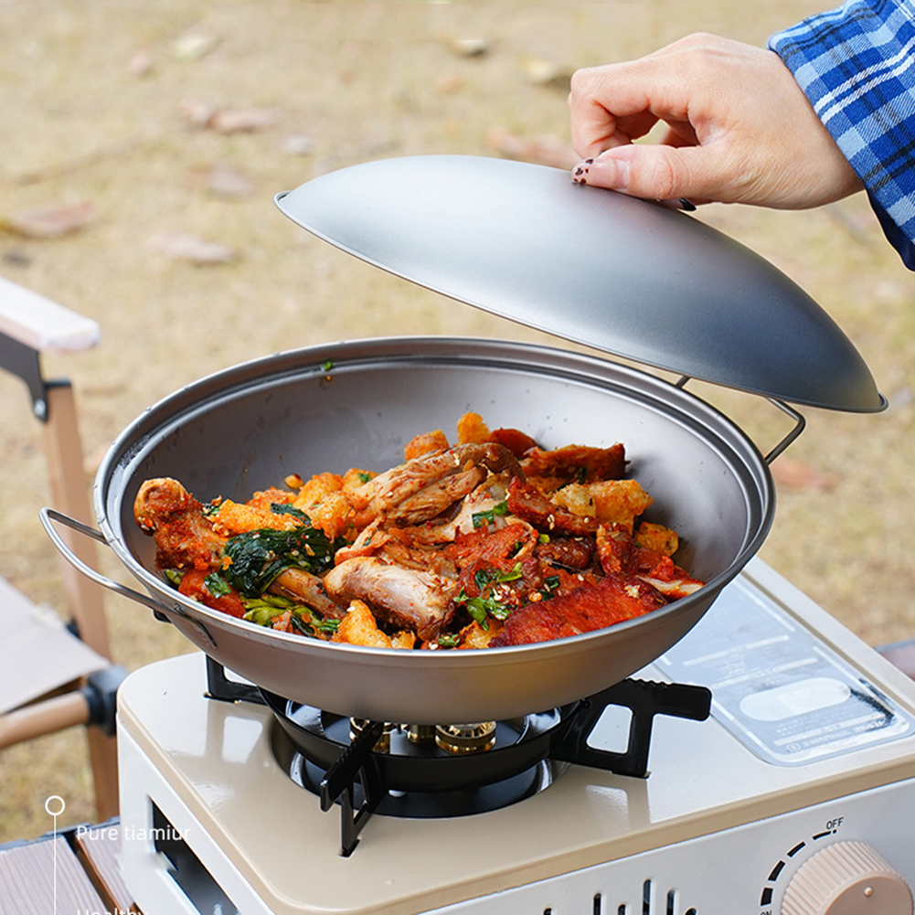 Titanium Wok Pan with Lid Doub - Camping Cooking Pots And Pans recension och pris