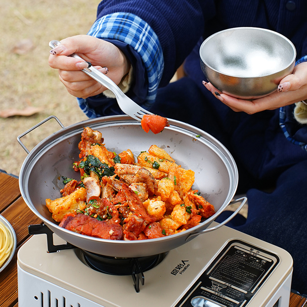 Titanium Wok Pan with Lid Doub - Camping Cooking Pots And Pans recension och pris