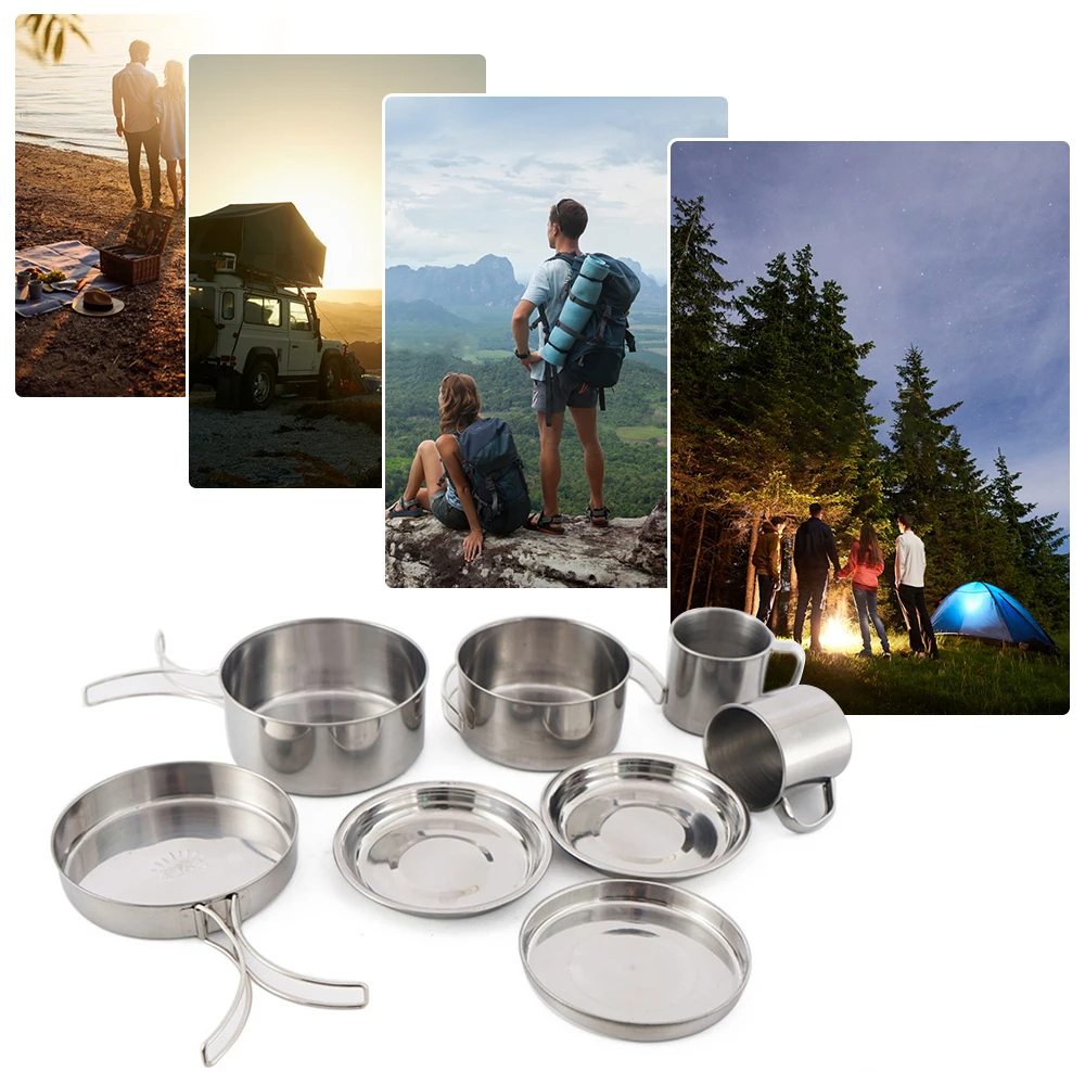8pcs/Set Camping Cookware Mess - Camping Cooking Hot Plate recension och pris