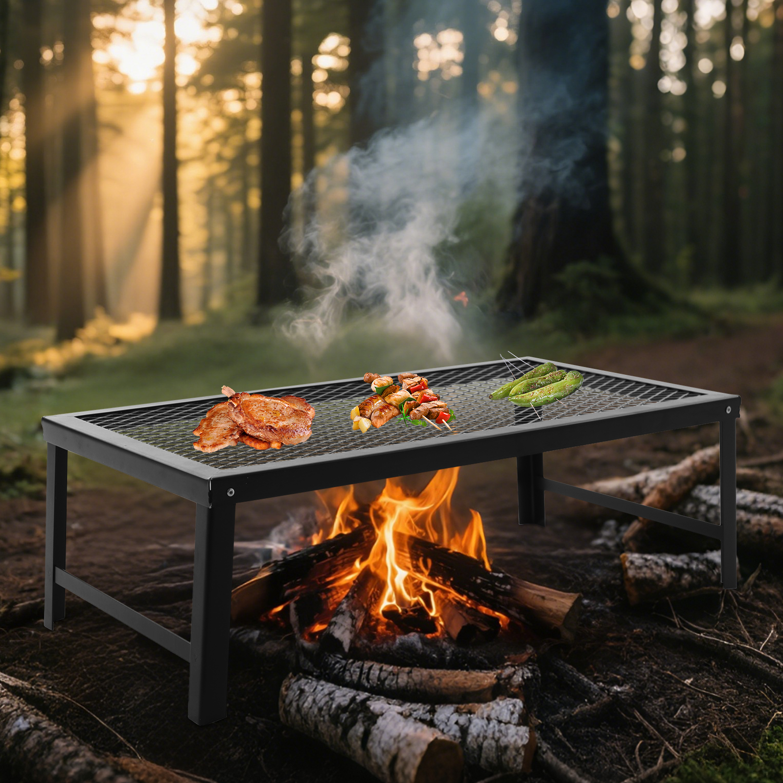 Portable Foldable Camping Gril - Camping Cooking Grate recension och pris