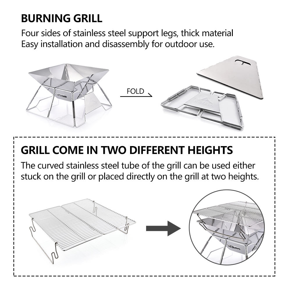 Widesea Windproof Wood-Burning - Camping Cooking Grate recension och pris