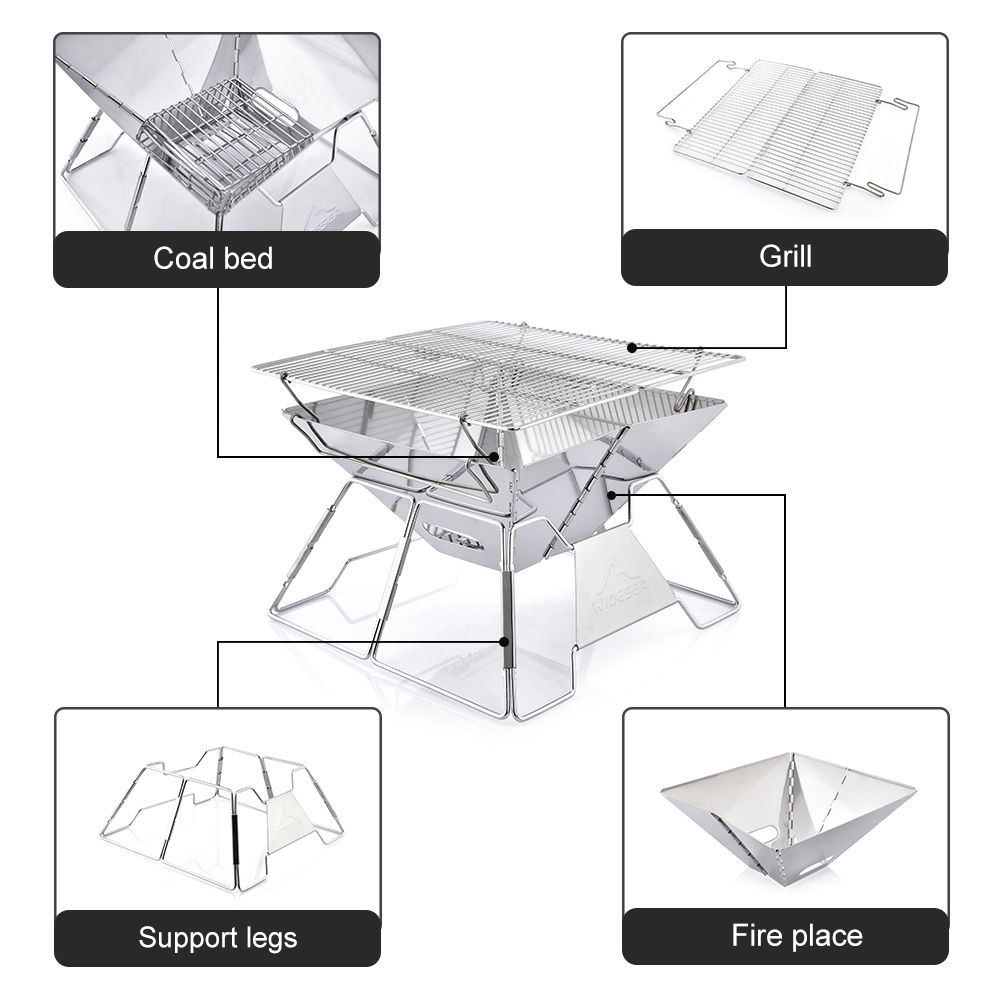 Widesea Windproof Wood-Burning - Camping Cooking Grate recension och pris