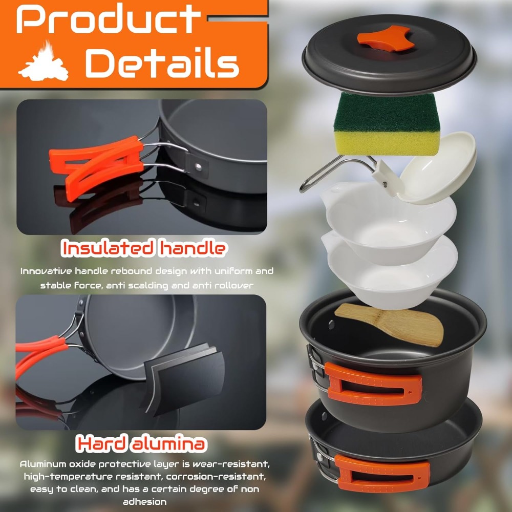 7Pcs Camping Pan Set - Backpac - Camping Cooking Pots And Pans recension och pris