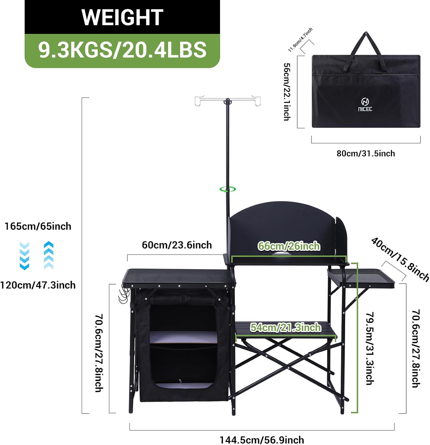 Camping Kitchen Station with L - Camping Cooking Table With Windshield recension och pris
