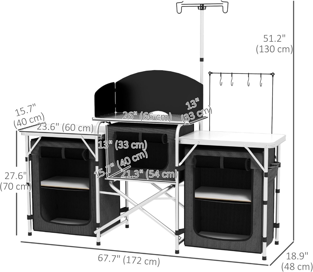 Portable Camping Kitchen Table - Camping Cooking Table With Windshield recension och pris