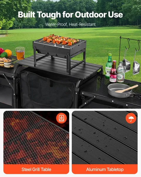 Camping Kitchen Table Portable - Camping Cooking Table With Windshield recension och pris
