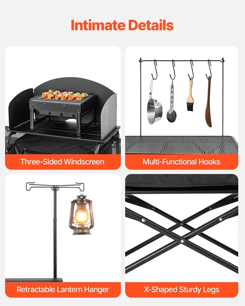Camping Kitchen Table Portable - Camping Cooking Table With Windshield recension och pris