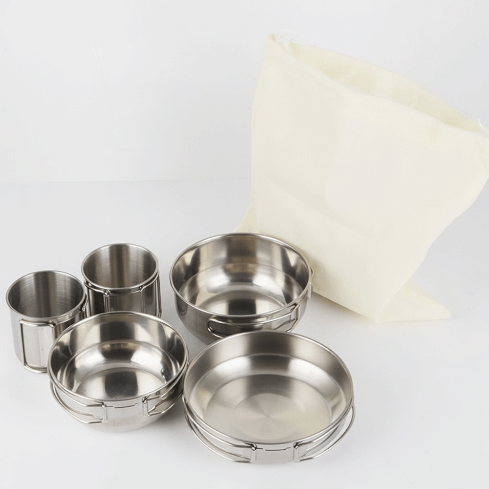 5Pcs 304 Stainless Steel Campi - Camping Cooking Pot recension och pris