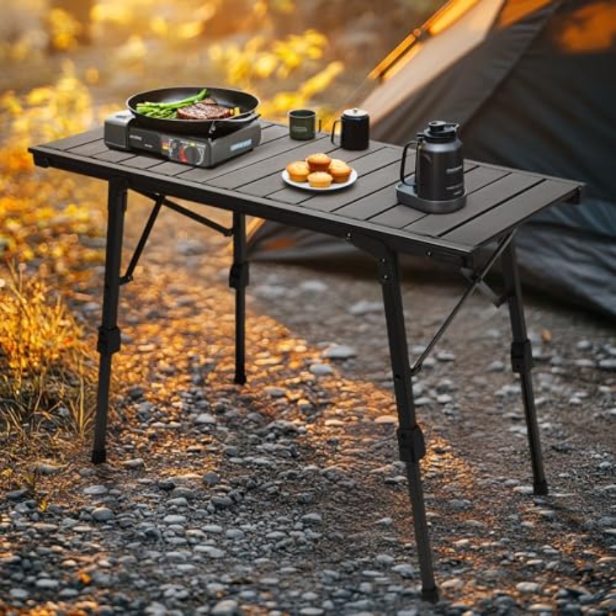 Folding Camping Table, Portabl - Camping Cooking Table With Windshield recension och pris