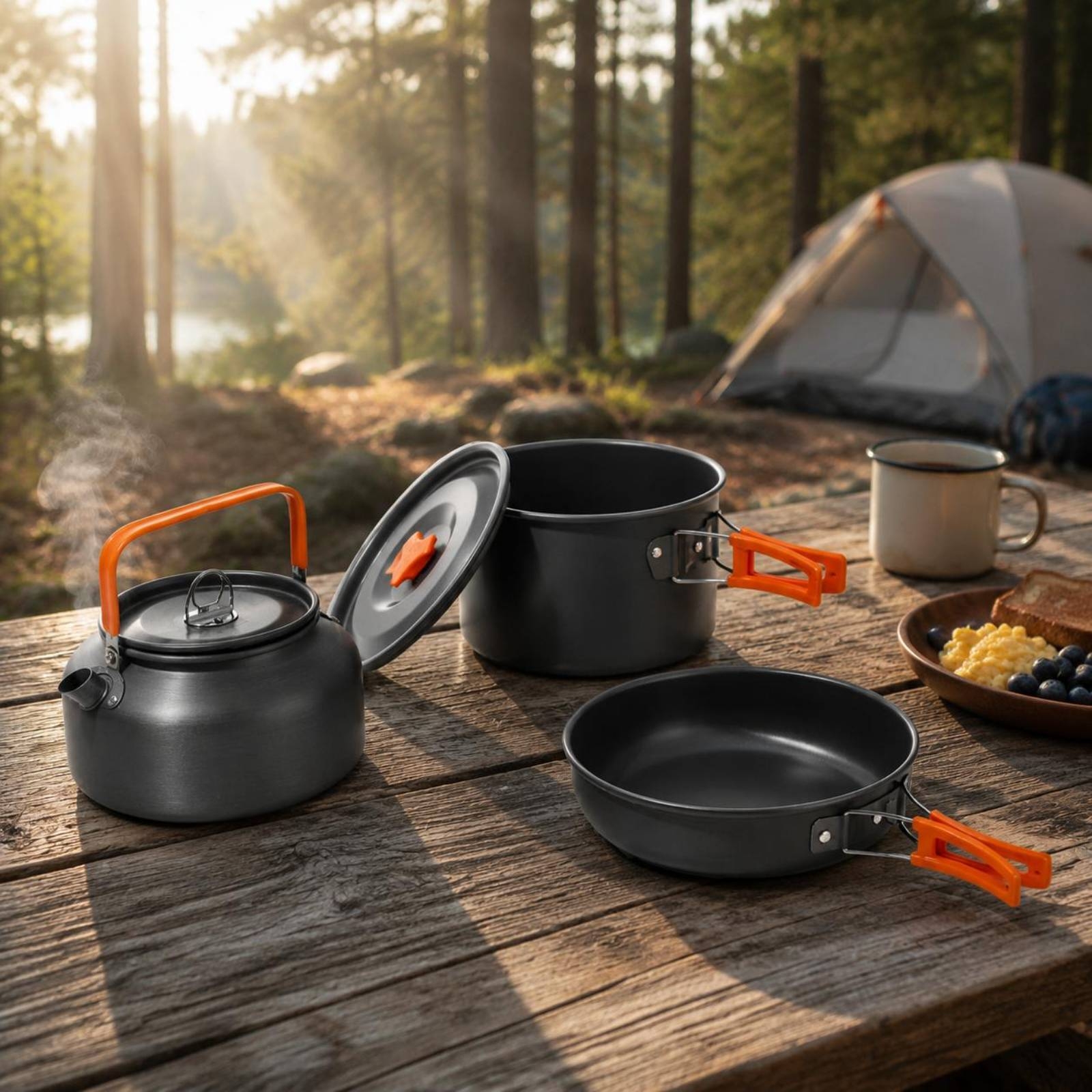 Camping Pot and Kettle Set Nes - Camping Cooking Pot recension och pris