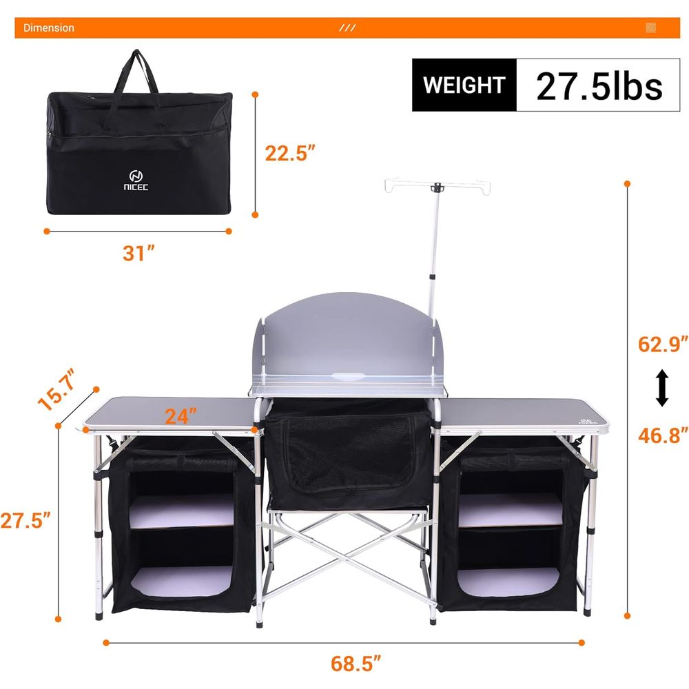 Camping Kitchen Table, Folding - Camping Cooking Table With Windshield recension och pris