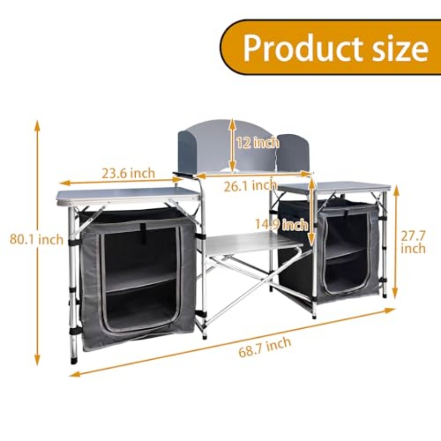 Camping Kitchen Table, Portabl - Camping Cooking Table With Windshield recension och pris