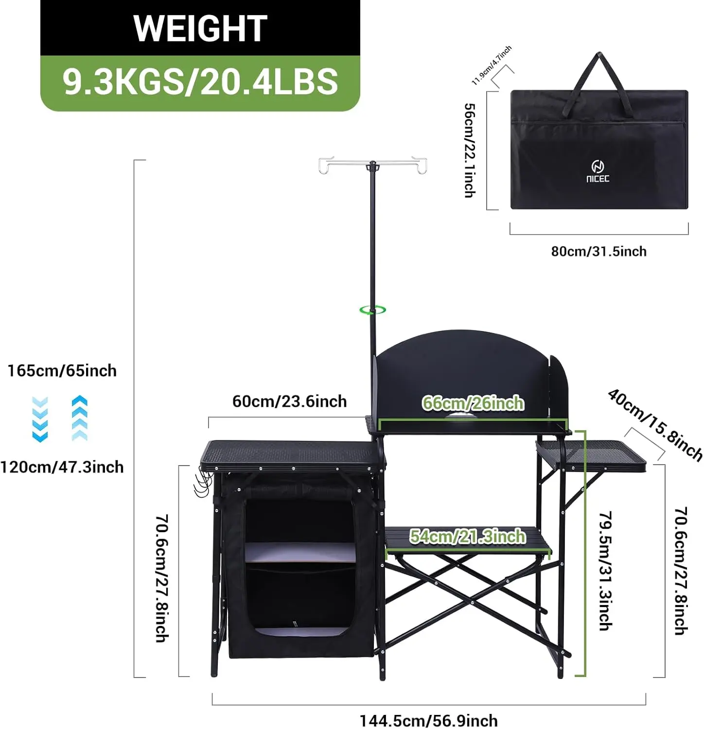 Camping Kitchen Station, Foldi - Camping Cooking Table With Windshield recension och pris