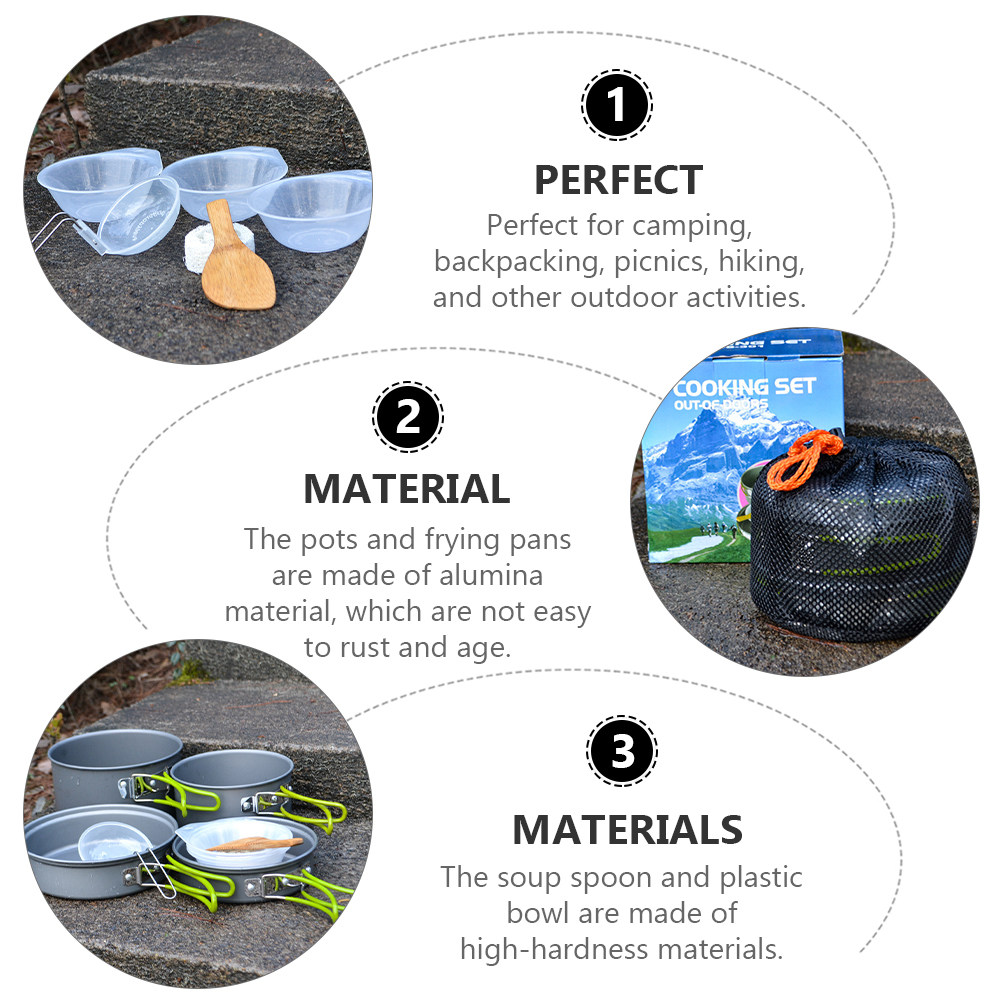 1Set Portable Camping Cookware - Camping Cooking Pots And Pans recension och pris