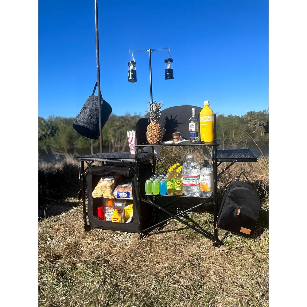 Camping Kitchen Station, Foldi - Camping Cooking Table With Windshield recension och pris