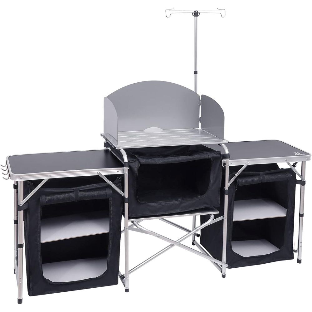 Portable Outdoor Cooking Stati - Camping Cooking Table With Windshield recension och pris