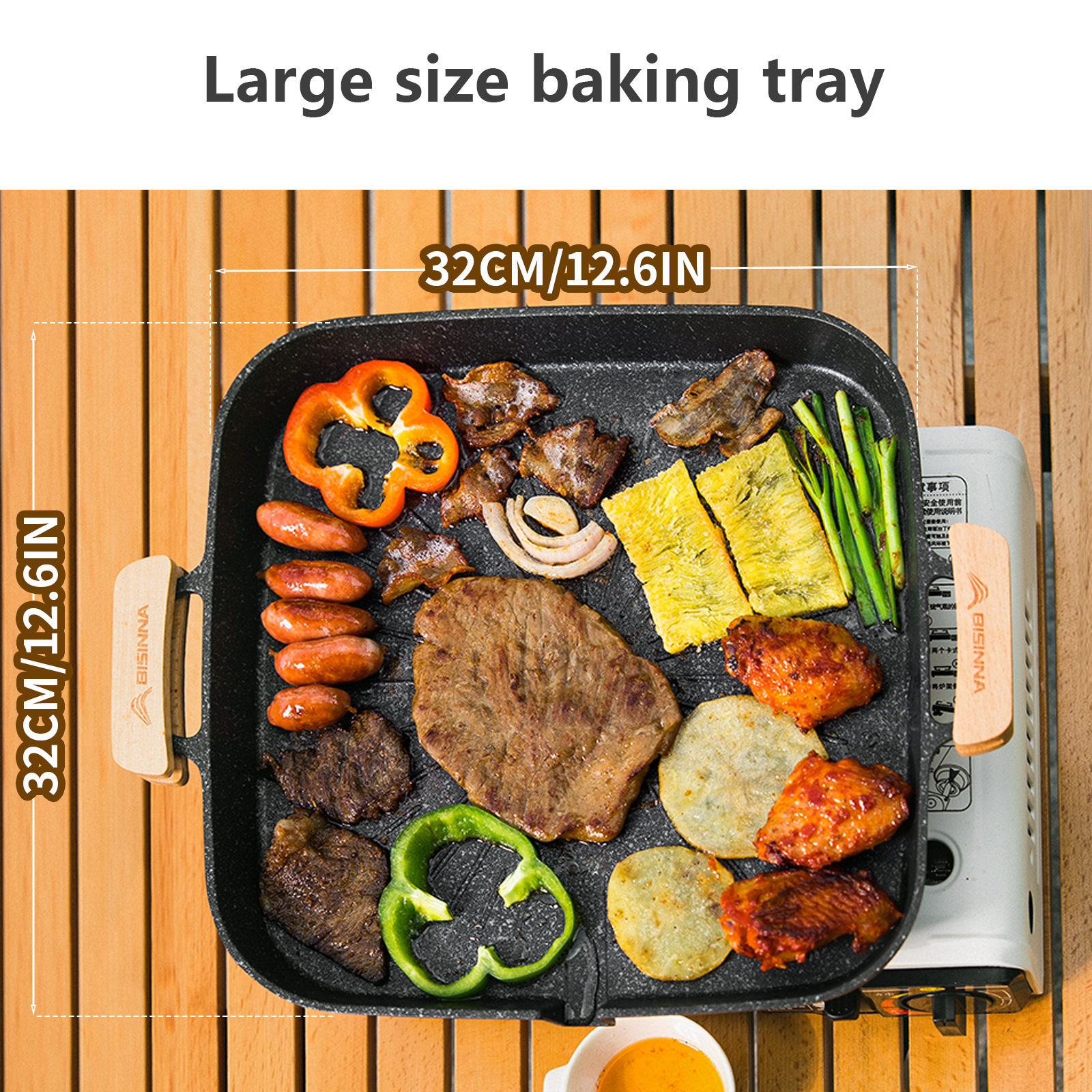 BISINNA Square BBQ Grill Pan N - Camping Cooking Griddle recension och pris
