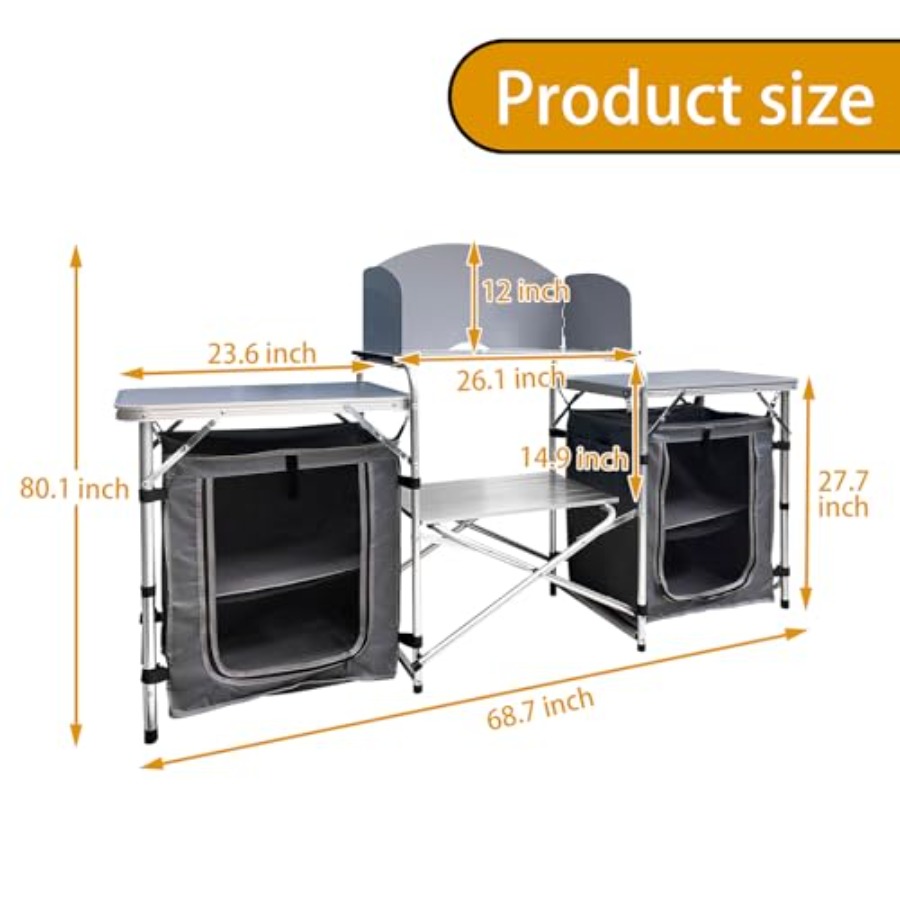 Camping Kitchen Table, Portabl - Camping Cooking Table With Windshield recension och pris