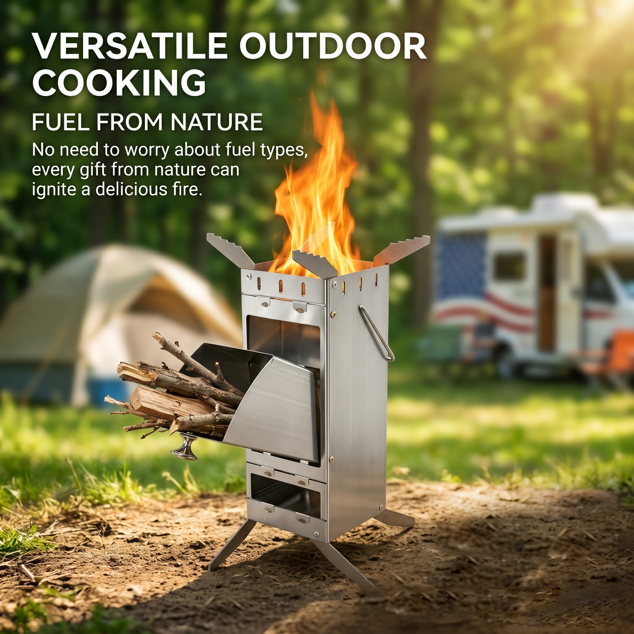 Portable Foldable Rocket Stove - Camping Cooking Heater recension och pris