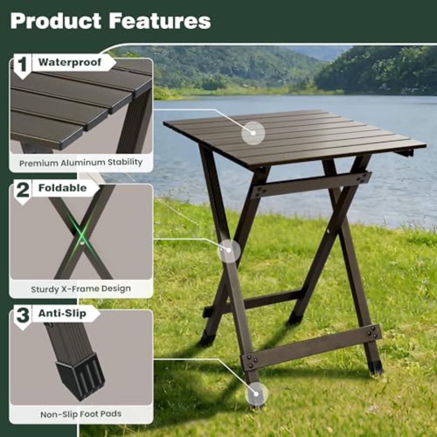Folding Camping Table - Lightw - Camping Cooking Table With Windshield recension och pris