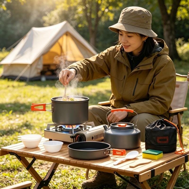 Camping Cookware Set Outdoor P - Camping Cooking And Dining Set recension och pris