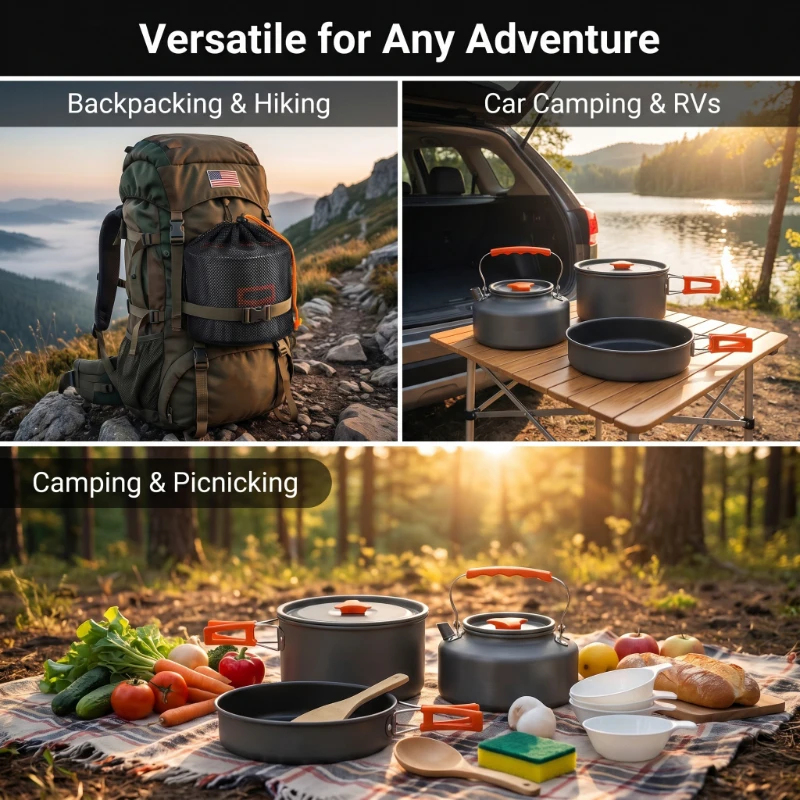 Camping Cookware Set Outdoor P - Camping Cooking And Dining Set recension och pris