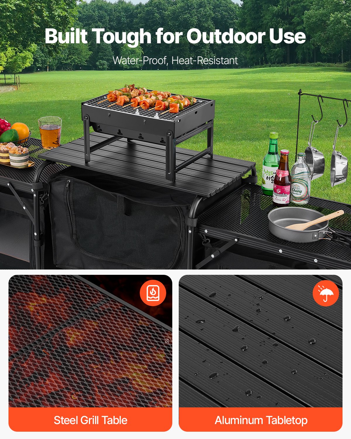 Camping Kitchen Table Portable - Camping Cooking Table With Windshield recension och pris