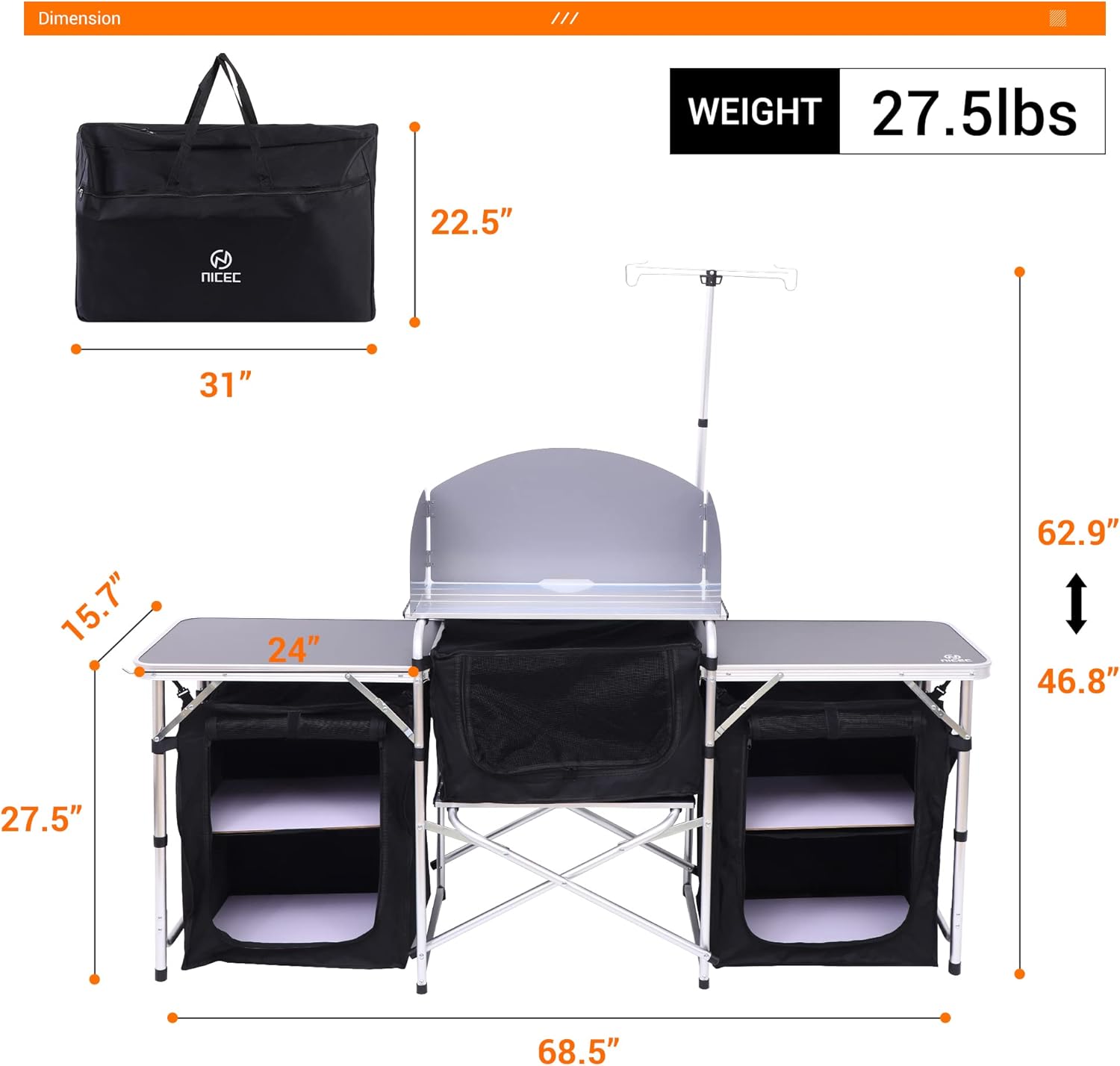 Camping Kitchen Table, Folding - Camping Cooking Table With Windshield recension och pris