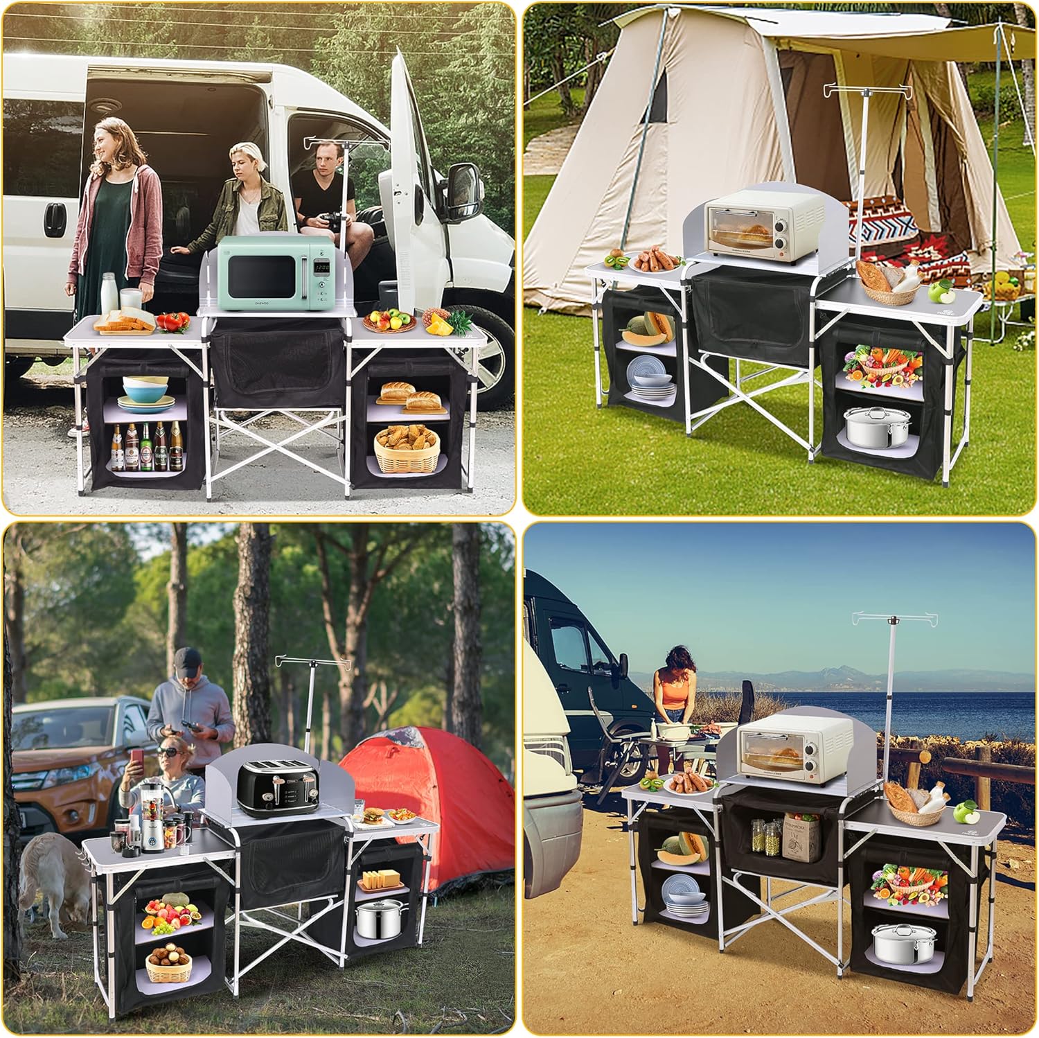 Camping Kitchen Table, Folding - Camping Cooking Table With Windshield recension och pris